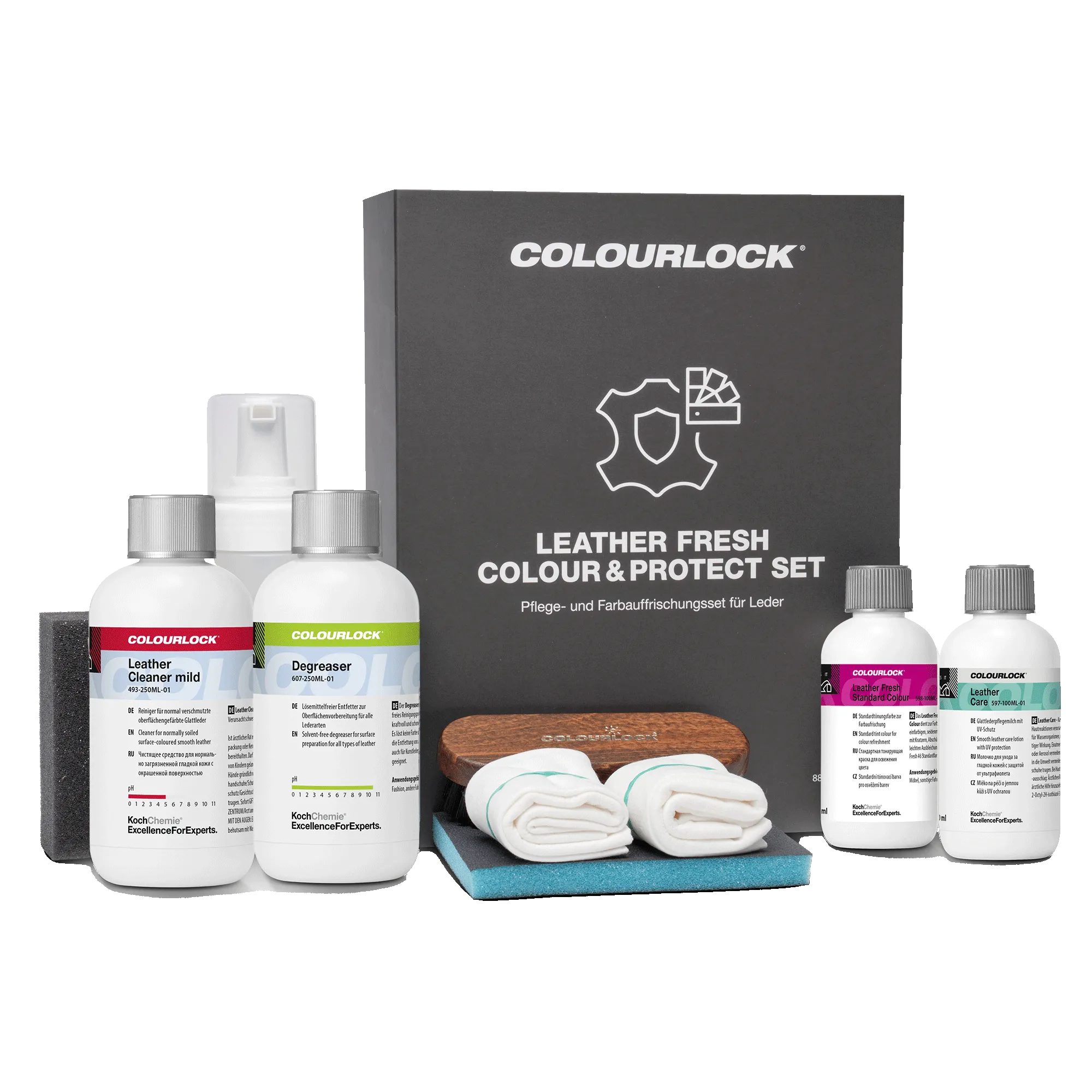 COLOURLOCK Bőrszínező Készlet – Bőrápoló & Autó bőrfesték kímélő bőrtisztítóval | 5000+ színben