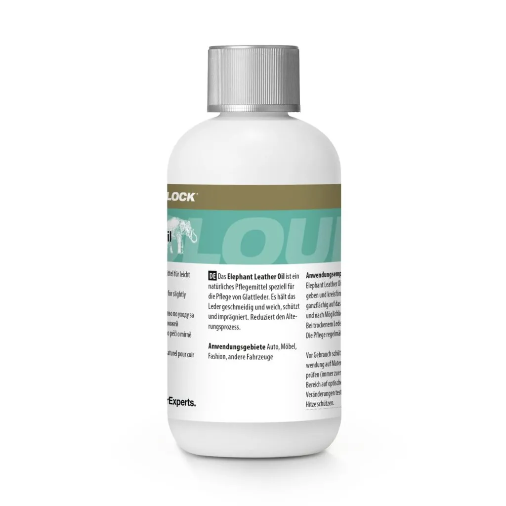 Colourlock Elephant bőrolaj 250 ml – a flakon hátoldala