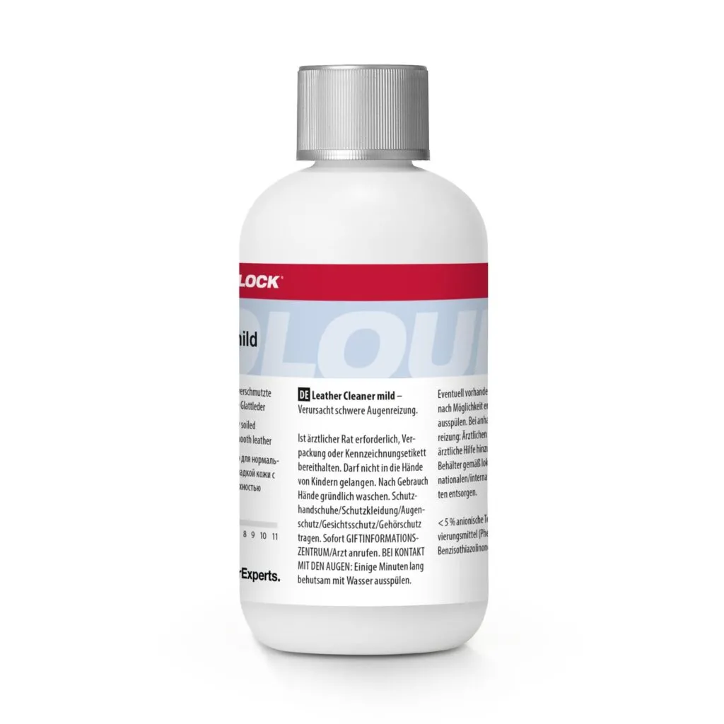 Colourlock kímélő bőrtisztító 250 ml – a flakon hátoldala