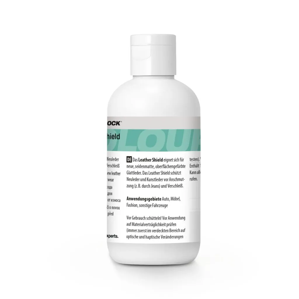 Colourlock Leather Shield bőr impregnáló 100 ml – a flakon hátoldala